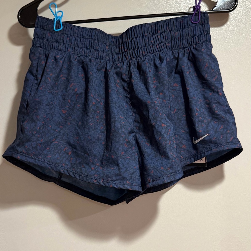Nike Women's Athletic Shorts in Blue and Pink Pattern